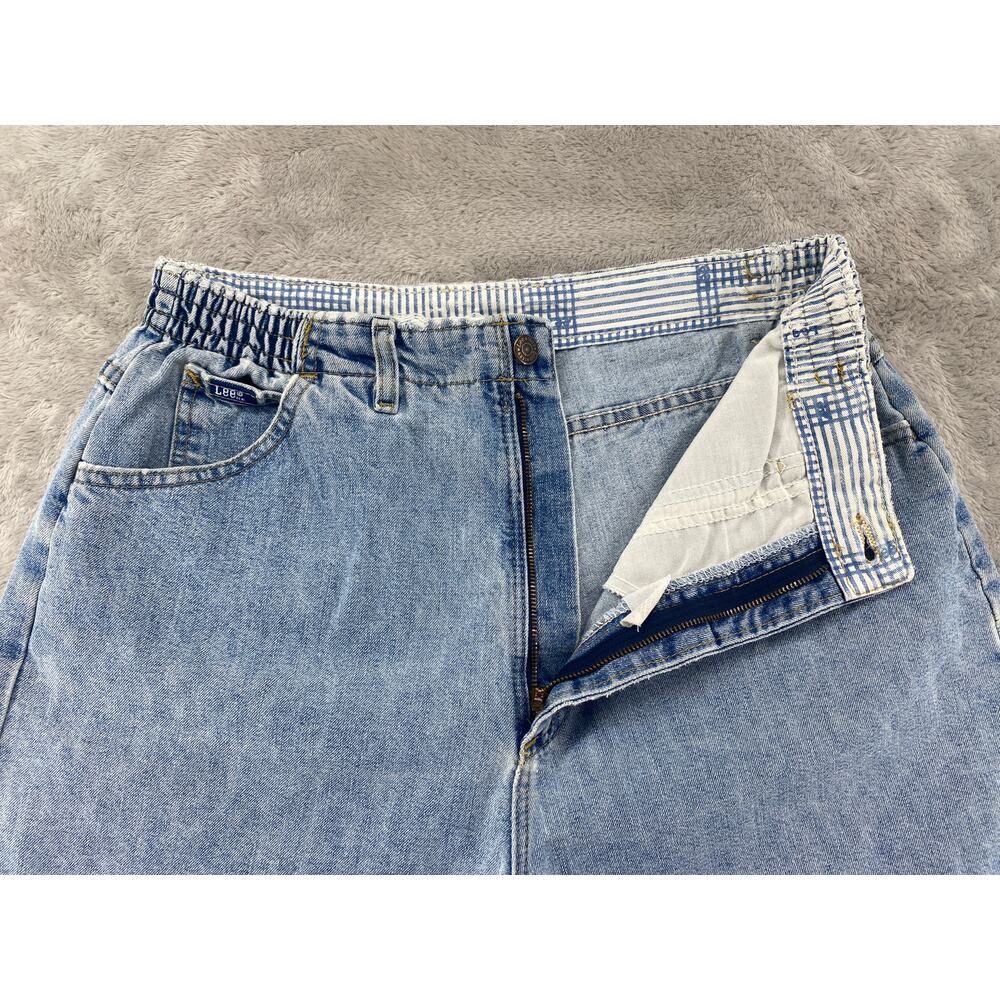 Vintage Lee Relaxed Fit Elastic Back Denim Mom Shorts Women's Size 14 Light Wash - Picture 3 of 7